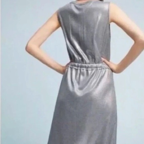 Dolan Shimmering Silver Midi Dress large anthropology - Picture 2 of 2